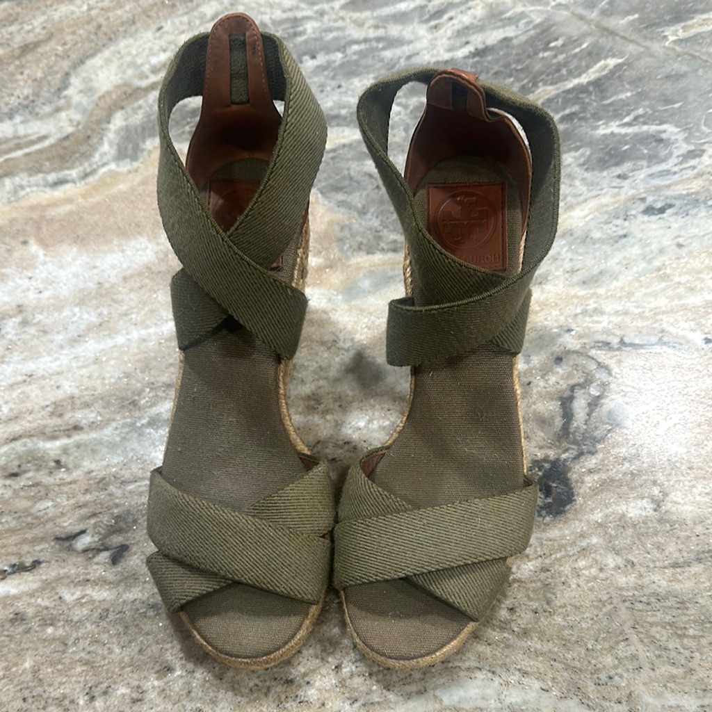 Tory Burch Olive Green Espadrille Sandals